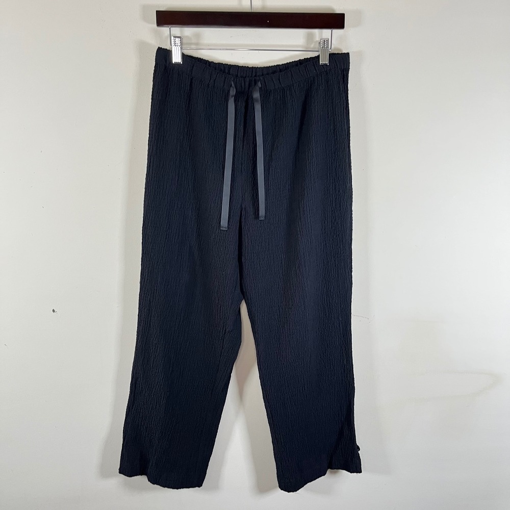 Orvis Crinkle Crepe Matching Two Piece Lounge Set Black Womens Small - Picture 6 of 9